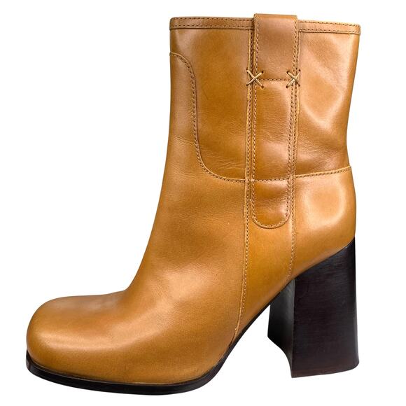 Free People Women’s Naomi Brown Leather Block Heel Ankle Boot Size US 7 - Picture 3 of 11